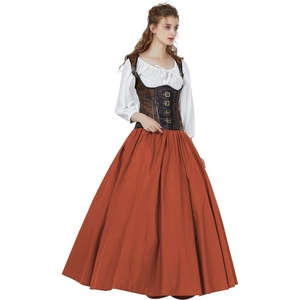 image:imageBEAUTELICATE Victorian Dress Renaissance Skirt Gypsy Long Maxi Medieval Skirt Aline Full LengthOrange