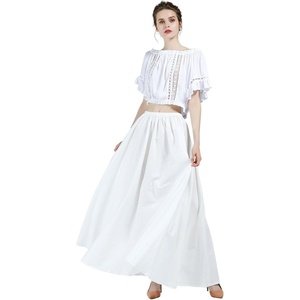 image:imageBEAUTELICATE Victorian Dress Renaissance Skirt Gypsy Long Maxi Medieval Skirt Aline Full LengthWhite