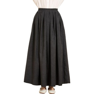 image:imageBEAUTELICATE Victorian Medieval Skirt 2 Pockets Elastic Waist Peach Skin Fabric anklelengthBlack
