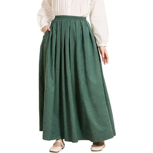 image:imageBEAUTELICATE Victorian Medieval Skirt 2 Pockets Elastic Waist Peach Skin Fabric anklelengthForest Green