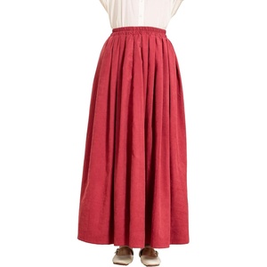 image:imageBEAUTELICATE Victorian Medieval Skirt 2 Pockets Elastic Waist Peach Skin Fabric anklelengthMaroon