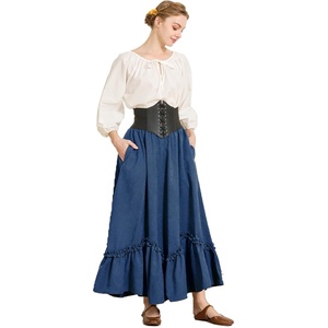 image:imageBEAUTELICATE Victorian Medieval Skirt Renaissance Costume Women Skirt with PocketsNavy Blue