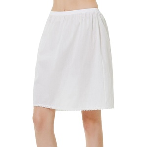 image:imageBEAUTELICATE Women 100 Cotton Half Slip Lace Trim Elastic Waist UnderskirtWhite20 Length