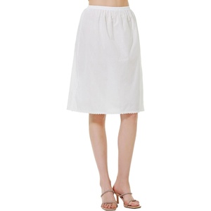 image:imageBEAUTELICATE Women 100 Cotton Half Slip Lace Trim Elastic Waist UnderskirtWhite24 Length