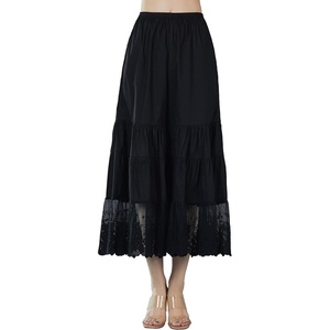 image:imageBEAUTELICATE Women Cotton Batiste Culotte Slip Pettipants Lace Trim Vintage Wide Leg Half SlipBlack