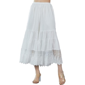 image:imageBEAUTELICATE Women Cotton Batiste Culotte Slip Pettipants Lace Trim Vintage Wide Leg Half SlipIvory