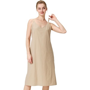 image:imageBEAUTELICATE Women Longer Slip 100 Cotton Full Slip with Side Split Under Dress Knee Length Adjustable StrapsNude