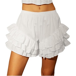 image:imageBEAUTELICATE Women Short Bloomers 100 Cotton 3 Layer Ruffles Pajama Pants Sleepwear PettipantsIvory