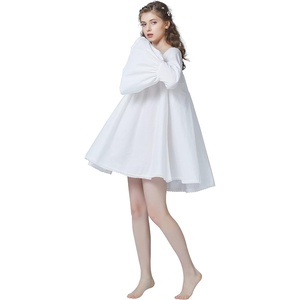 image:imageBEAUTELICATE Women Victorian Cotton Nightie Short Nightgown Oversized ALine Baby Doll Dress PajamasIvory