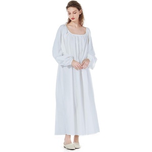 image:imageBEAUTELICATE Women Victorian Nightgown Long Sleeve 100 Cotton Nightgowns Vintage U Collar LightweightIvory