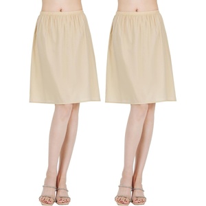 image:imageBEAUTELICATE Womens Half Slip 100 Cotton Vintage Underskirt Knee Length Pack of 2Nudenude