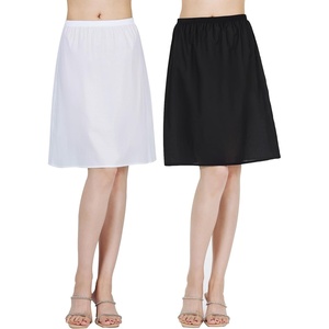 image:imageBEAUTELICATE Womens Half Slip 100 Cotton Vintage Underskirt Knee Length Pack of 2Whiteblack