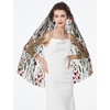 image:imageBEAUTELICATE 1 Tier Wedding Bridal Veil Exquisite Embroidered Secret Garden Veil With CombBlack Tulle