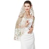 image:imageBEAUTELICATE 1 Tier Wedding Bridal Veil Exquisite Embroidered Secret Garden Veil With CombChampagne Tulle
