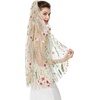 image:imageBEAUTELICATE 1 Tier Wedding Bridal Veil Exquisite Embroidered Secret Garden Veil With CombChampagne Tulle