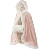 image:imageBEAUTELICATE Flower Girl Hooded Fur Cape Winter Wedding Cloak for Kid Toddler Costume Christmas Baby CoatNavy Blue