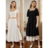 image:imageBEAUTELICATE Half Slip Skirt Extender 100 Cotton Vintage Underskirt with Lace EmbroideryStyle2 Cream  Alencon Lace  34