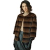 image:imageBEAUTELICATE Jackets for Women Faux Mink Fur 34 Sleeve 2 Pockets Shaggy Warm Outerwear Coats WinterBrown Stripe