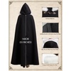 image:imageBEAUTELICATE Renaissance Hooded Cloak Cosplay Medieval Wool Blend Halloween WinterBlack