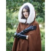 image:imageBEAUTELICATE Renaissance Hooded Cloak Cosplay Medieval Wool Blend Halloween WinterBrown