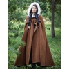 image:imageBEAUTELICATE Renaissance Hooded Cloak Cosplay Medieval Wool Blend Halloween WinterBrown