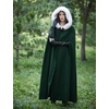 image:imageBEAUTELICATE Renaissance Hooded Cloak Cosplay Medieval Wool Blend Halloween WinterForest Green