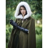 image:imageBEAUTELICATE Renaissance Hooded Cloak Cosplay Medieval Wool Blend Halloween WinterMoss Green