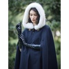 image:imageBEAUTELICATE Renaissance Hooded Cloak Cosplay Medieval Wool Blend Halloween WinterNavy Blue