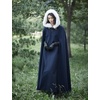 image:imageBEAUTELICATE Renaissance Hooded Cloak Cosplay Medieval Wool Blend Halloween WinterNavy Blue