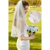 image:imageBEAUTELICATE Wedding Bridal Veil with Comb 1 Tier Lace Applique EdgeIvory  Elbow Length 28