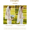 image:imageBEAUTELICATE Wedding Bridal Veil with Comb 1 Tier Lace Applique EdgeWhite  Elbow Length 28