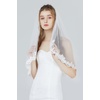 image:imageBEAUTELICATE Wedding Bridal Veil with Comb 1 Tier Lace Applique EdgeWhite  Elbow Length 28