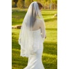 image:imageBEAUTELICATE Wedding Bridal Veil with Comb 1 Tier Lace Applique EdgeWhite  Fingertip Length 36