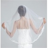 image:imageBEAUTELICATE Wedding Bridal Veil with Comb 1 Tier Lace Applique EdgeWhite  Fingertip Length 36