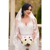 image:imageBEAUTELICATE Wedding Bridal Veil with Comb 1 Tier Lace Applique EdgeWhite  Mantilla