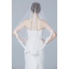 image:imageBEAUTELICATE Wedding Bridal Veil with Comb 1 Tier Lace Applique EdgeWhite  Mantilla