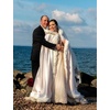 image:imageBEAUTELICATE Wedding Cape Hooded Cloak for Bride Winter Reversible with Fur Trim Free Hand MuffChampagne