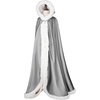 image:imageBEAUTELICATE Wedding Cape Hooded Cloak for Bride Winter Reversible with Fur Trim Free Hand MuffDark Silver