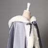 image:imageBEAUTELICATE Wedding Cape Hooded Cloak for Bride Winter Reversible with Fur Trim Free Hand MuffDark Silver