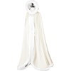 image:imageBEAUTELICATE Wedding Cape Hooded Cloak for Bride Winter Reversible with Fur Trim Free Hand MuffIvory