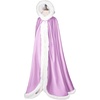 image:imageBEAUTELICATE Wedding Cape Hooded Cloak for Bride Winter Reversible with Fur Trim Free Hand MuffLilac
