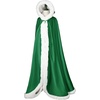 image:imageBEAUTELICATE Wedding Cape Hooded Cloak for Bride Winter Reversible with Fur Trim Free Hand MuffMoss Green