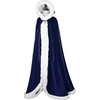 image:imageBEAUTELICATE Wedding Cape Hooded Cloak for Bride Winter Reversible with Fur Trim Free Hand MuffNavy Blue