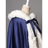 image:imageBEAUTELICATE Wedding Cape Hooded Cloak for Bride Winter Reversible with Fur Trim Free Hand MuffNavy Blue