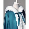 image:imageBEAUTELICATE Wedding Cape Hooded Cloak for Bride Winter Reversible with Fur Trim Free Hand MuffPeacock Blue