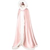 image:imageBEAUTELICATE Wedding Cape Hooded Cloak for Bride Winter Reversible with Fur Trim Free Hand MuffPink