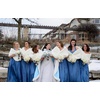 image:imageBEAUTELICATE Wedding Cape Hooded Cloak for Bride Winter Reversible with Fur Trim Free Hand MuffPowder Blue