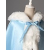image:imageBEAUTELICATE Wedding Cape Hooded Cloak for Bride Winter Reversible with Fur Trim Free Hand MuffPowder Blue