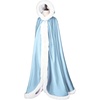 image:imageBEAUTELICATE Wedding Cape Hooded Cloak for Bride Winter Reversible with Fur Trim Free Hand MuffPowder Blue