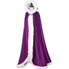image:imageBEAUTELICATE Wedding Cape Hooded Cloak for Bride Winter Reversible with Fur Trim Free Hand MuffPurple